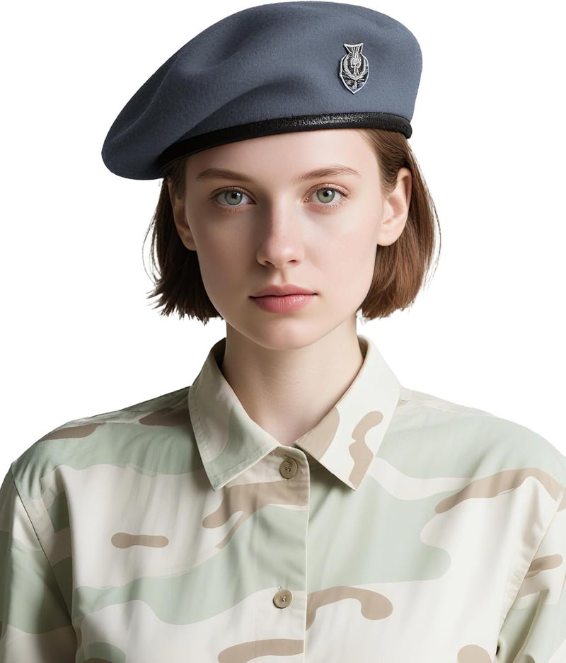 CKYPTFK Beret Hats for Women & Beret Hat Men - US Army Style 100% Wool Military Beret, Vintage British Officer Look. - Image 1